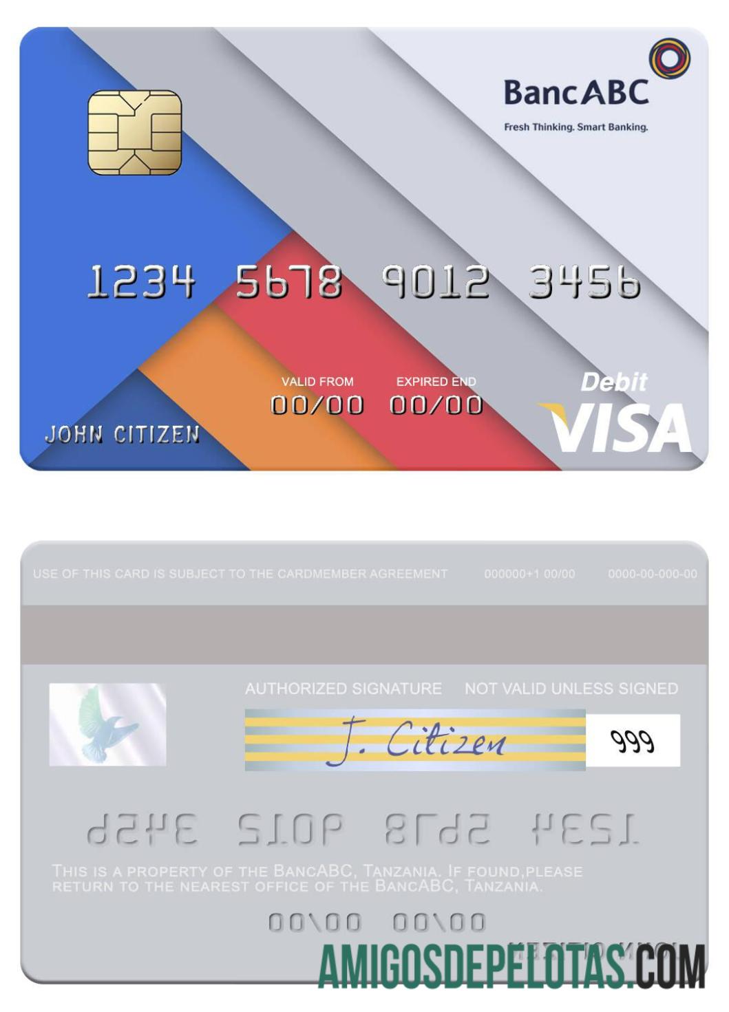 Tanzania BancABC Visa Debit Card exemplo real